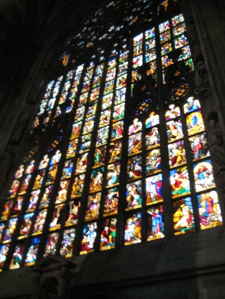 Stained glass in Milan Cathedral.